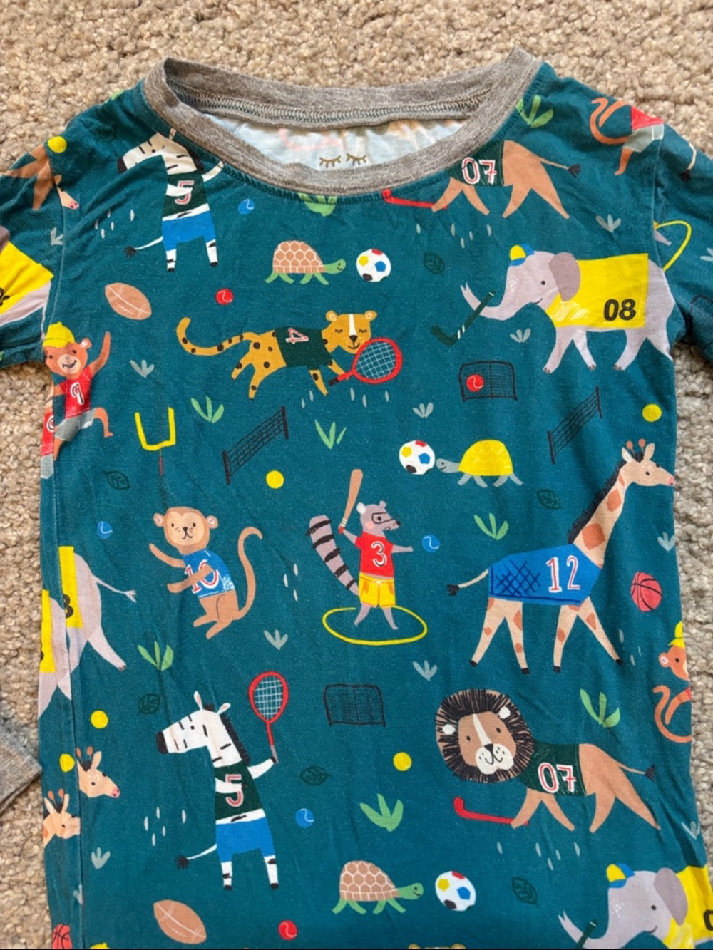 Little Sleepies Teal Animal & Sport Print Pajama Set 4T - Picture 3 of 4